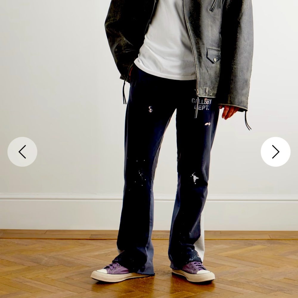 Gallery Dept. Men Flared Paint-Splattered Logo-Print Cotton-Jersey Sweatpants